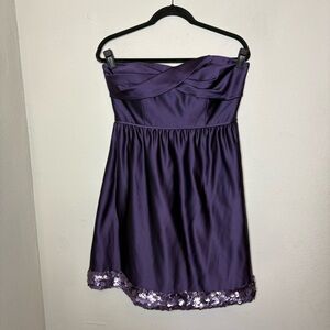 Melissa Sweet Purple Satin Strapless Party Dress Size 10